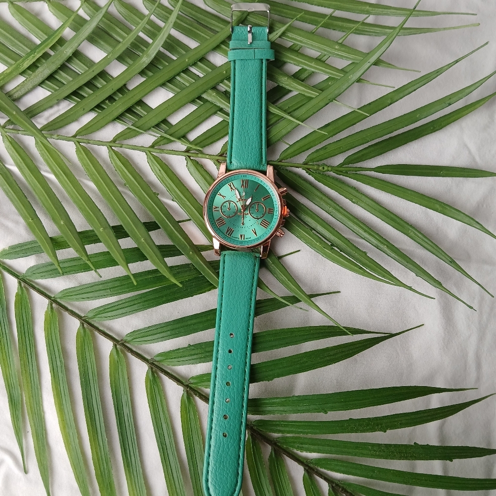 New Mint Green Geneva Platinum Watch